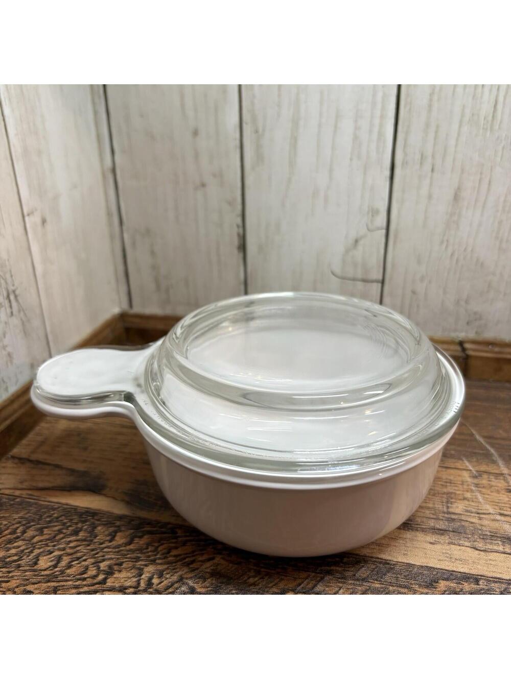 Corning Ware P-150-B White Grab It Bowl w/Glass PYREX P-150-C Lid Vintage
